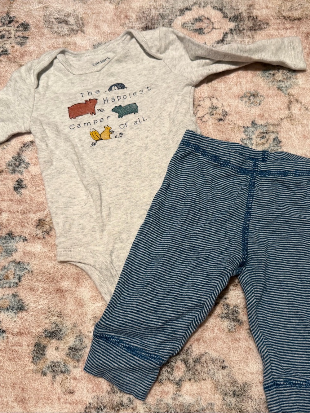 Carter's Heather Gray Long-Sleeve Onesie with Navy Camper Graphic